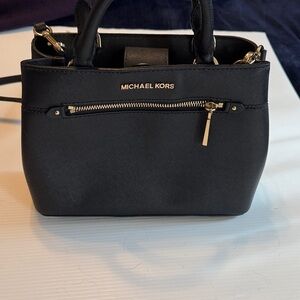 Michael Kors Black Satchel with Gold Accents
